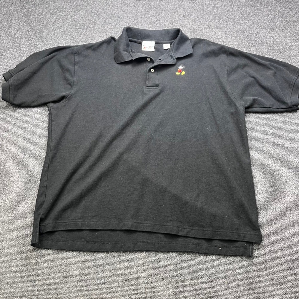 Walt Disney World Vintage Pique Knit Short Sleeve Black Polo Shirt